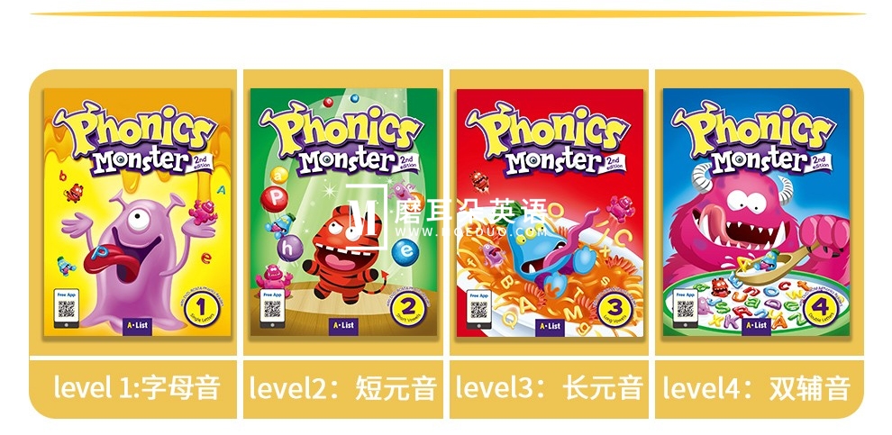 《拼读怪兽Phonics Monster》英语自然拼读学习教材全四级系列，电子版学生书+练习册+教材，百度网盘下载！-E淘跨境